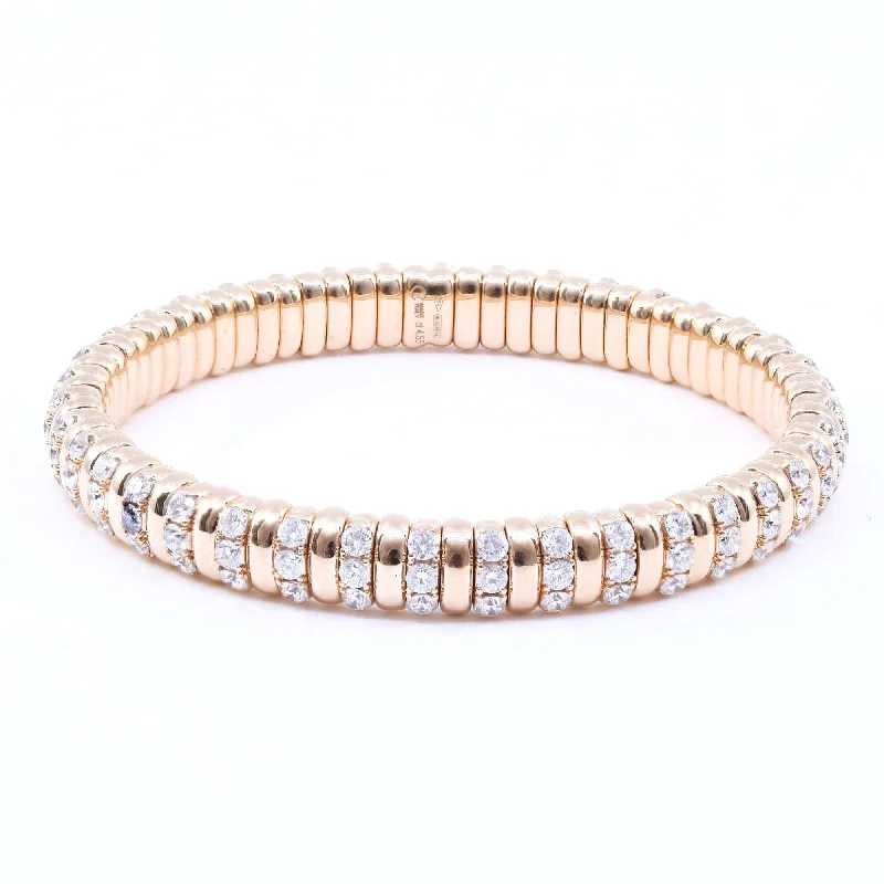 Simple bangle bracelets with open designs for a trendy and minimalist style-18K ROSE GOLD AND ALTERNATING DIAMOND 7MM FLEXIBLE BRACELET