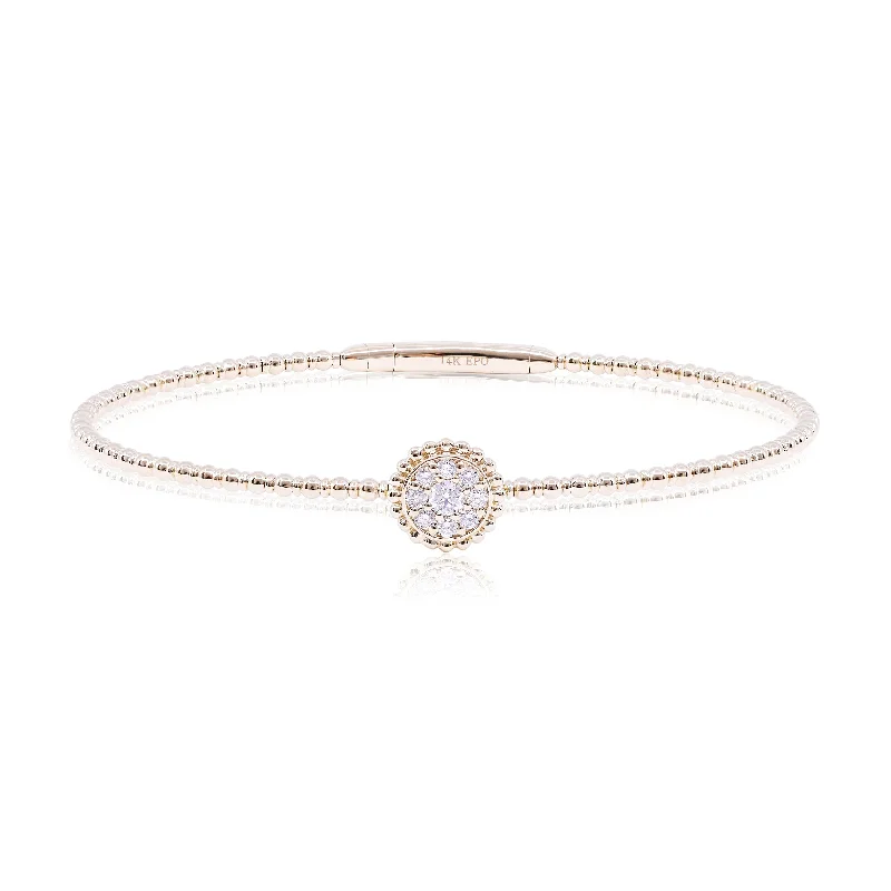 Best bangle bracelets with pastel-colored stones for a soft and delicate appearance-14K YELLOW GOLD BEADED DIAMOND FLEXIBLE BANGLE BRACELET - 0.23CTW