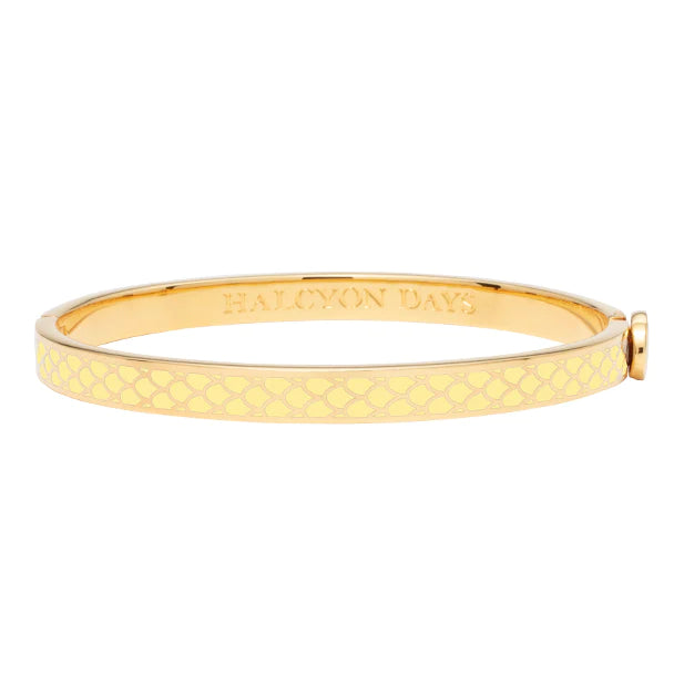 Best bangle bracelets with durable enamel finishes for long-lasting wear and vibrant colors-HALCYON DAYS 18K YELLOW GOLD PLATED 6MM SALAMANDER BUTTERCUP ENAMELED BANGLE BRACELET