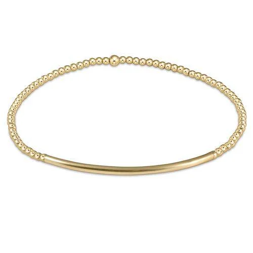 Elegant bangle bracelets with diamond-shaped stones for a sophisticated look-Enewton - Bliss Bar Smooth 2mm Bead Bracelet - Gold