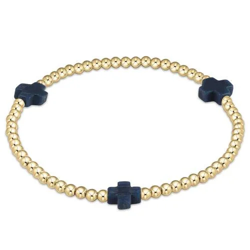 Best silver bangle bracelets with intricate detailing for a timeless and sophisticated style-Enewton - Signature Cross Gold 3mm Bead Bracelet - Charcoal