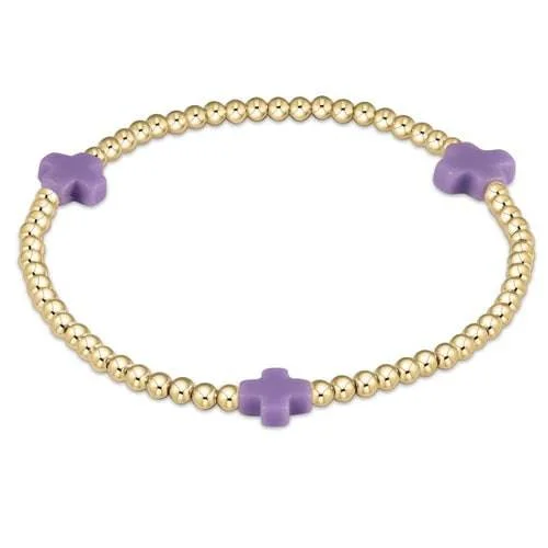 Gold bangle bracelets for women with a minimalist and sleek design-Enewton - Signature Cross Gold 3mm Bead Bracelet - Purple