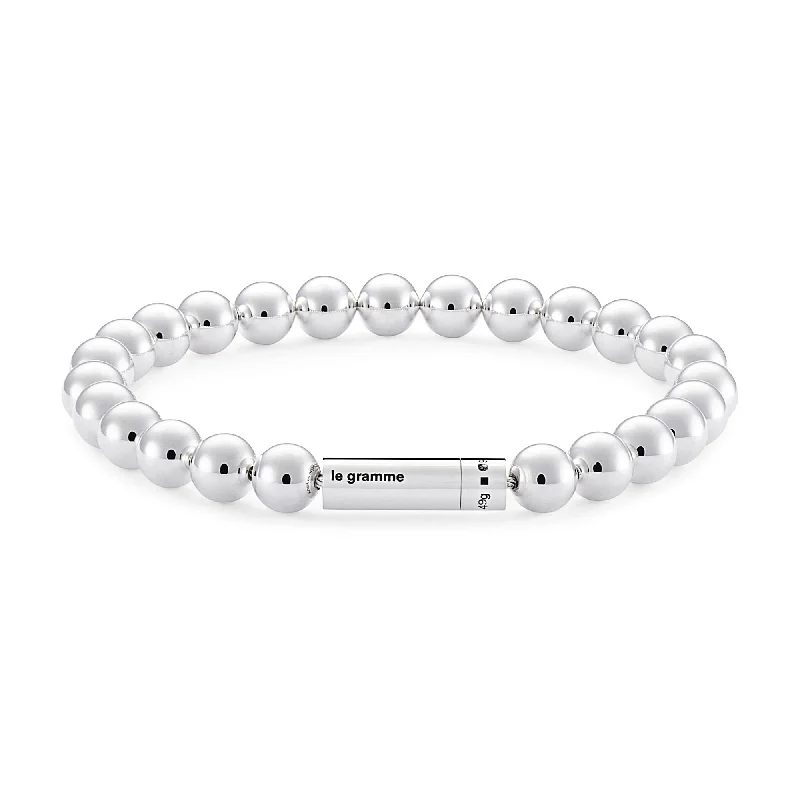 Best bangle bracelets with intricate filigree work for an artisanal, vintage vibe-LE GRAMME MEN'S 47G STERLING SILVER POLISHED BEAD BRACELET 8 INCH