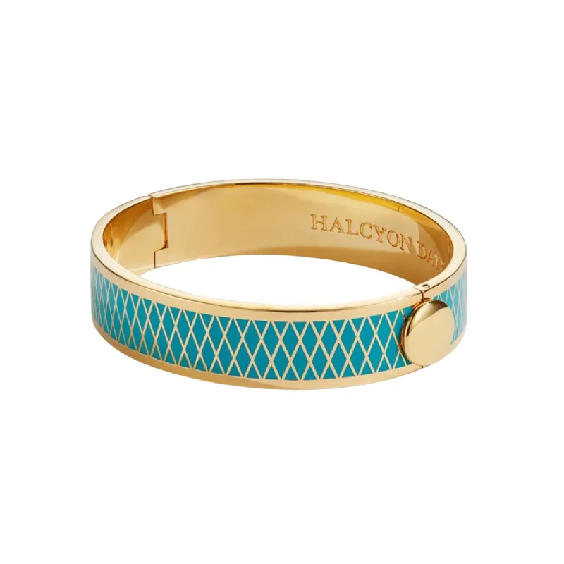 Classic bangle bracelets with clean lines for an elegant and versatile accessory-18K YELLOW GOLD PLATED 13MM PARTERRE TURQUOISE BANGLE BRACELET