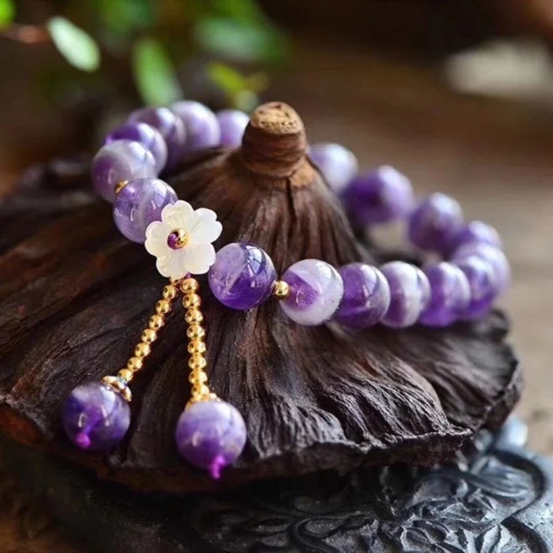 Classic bangle bracelets with clean lines for an elegant and versatile accessory-Flower of Tranquility Amethyst Bracelet