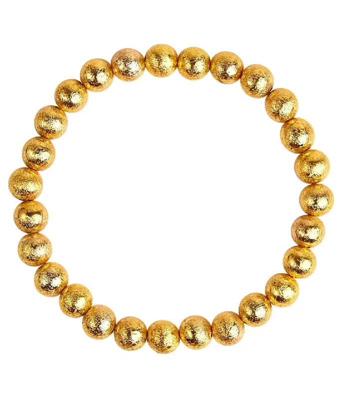 Best bangle bracelets with Swarovski crystals for a touch of sparkle and elegance-Georgia - Gold Beaded Bracelet - 8mm