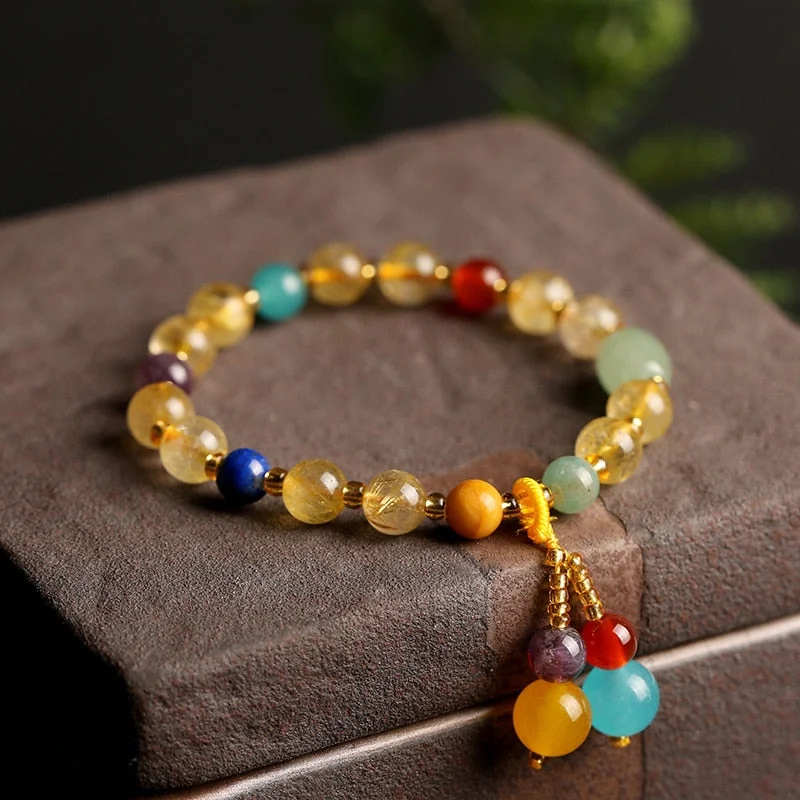 Best bangle bracelets with engraved floral patterns for a delicate and elegant design-Golden Glow Citrine Wealth Bracelet