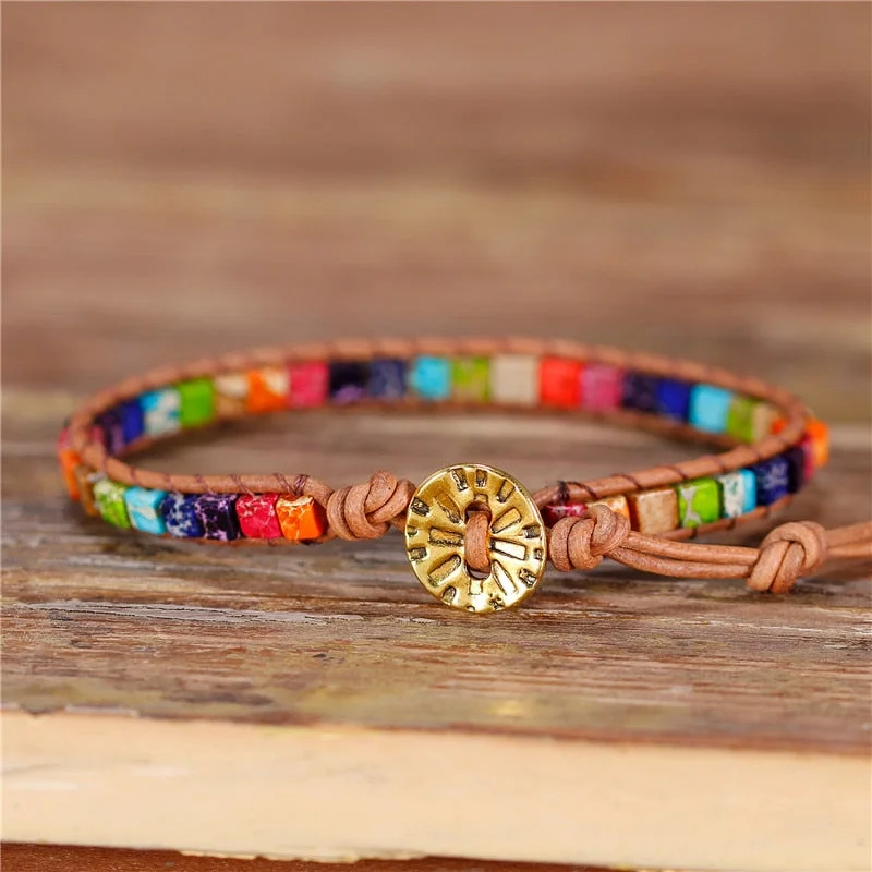 Best bangle bracelets with durable enamel finishes for long-lasting wear and vibrant colors-Grateful Tiger 7 Chakra Bracelet