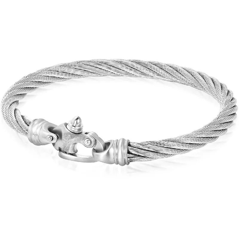 Simple bangle bracelets with smooth matte finishes for a subtle and modern style-Invicta Men's Bracelet - Fancy Clasp Silver Stainless Steel, Extra Large | B8571-XL