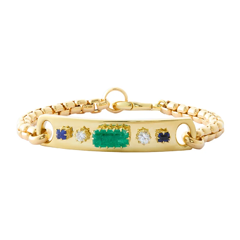 Adjustable bangle bracelets with toggle clasps for easy, secure wearing-Morse Code Bracelet - Emerald, Diamond, and Blue Sapphire