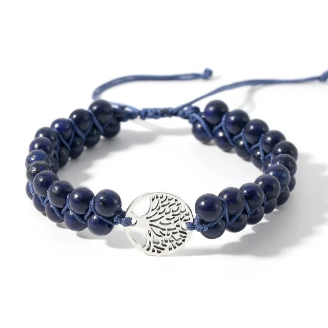 Sleek bangle bracelets with black enamel for a sophisticated and modern look-Lapis Lazuli Tree of Life Bracelet