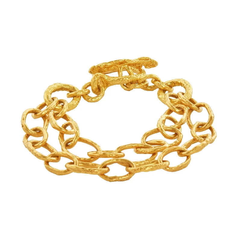 Best bangle bracelets with hammered gold finishes for a textured, rustic feel-Double Chain Link Bracelet