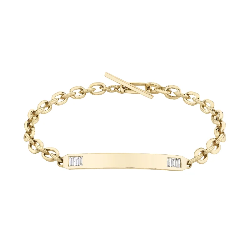 Best bangle bracelets with stacked designs for a trendy and fashionable look-ID Tipped Baguette Petite Bracelet - Diamond