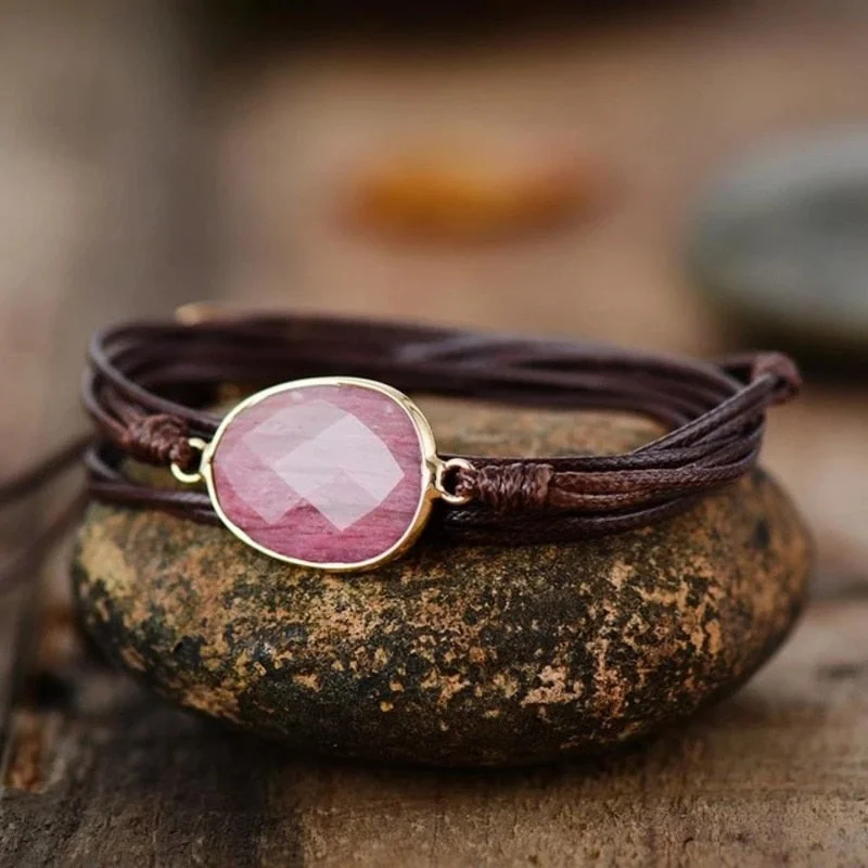 Chunky bangle bracelets with metallic finishes for a bold and statement-making look-Loving Rhodonite Bracelet