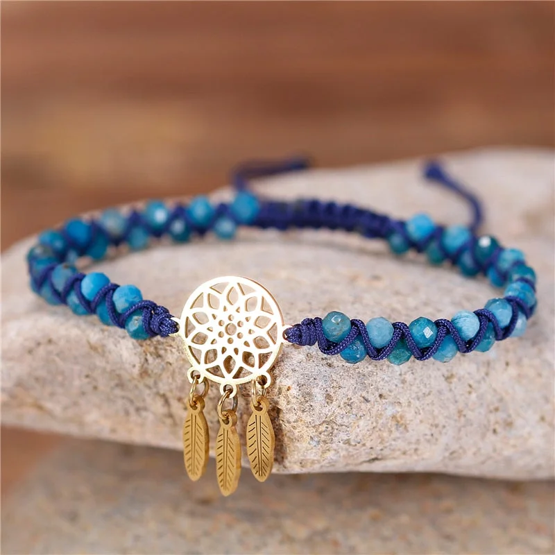 Bold bangle bracelets with textured finishes for a dynamic and modern style-Manifestation Mandala Apatite Bracelet