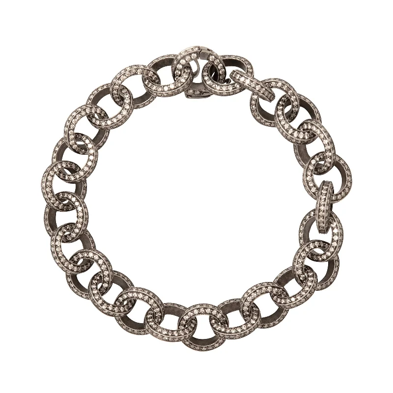 Best bangle bracelets with engraved floral patterns for a delicate and elegant design-Indo Russian Diamond Round Link Chain Bracelet