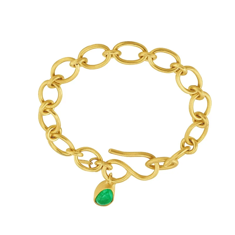 Best bangle bracelets with adjustable sizes for a comfortable and perfect fit-Muzo Emerald Cable Chain Bracelet