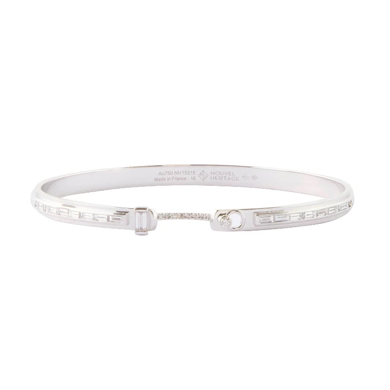 Best bangle bracelets with engraved messages for personalized gifts and keepsakes-My Best Friend's Wedding Bangle - White Gold