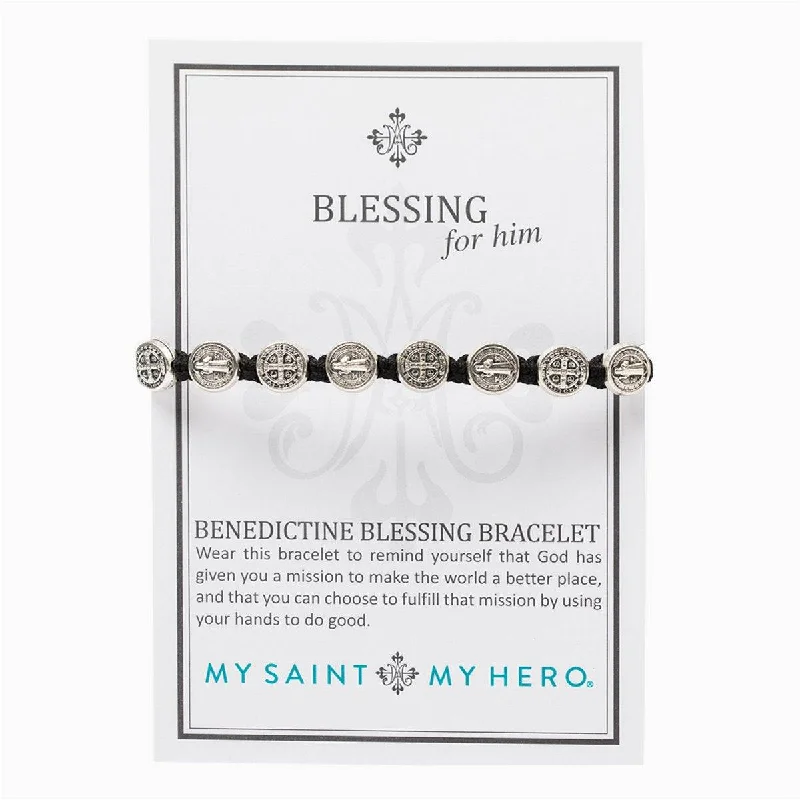 Best bangle bracelets with infinity symbols for a design full of meaning and charm-My Saint My Hero- Benedictine Blessing Bracelet for Him