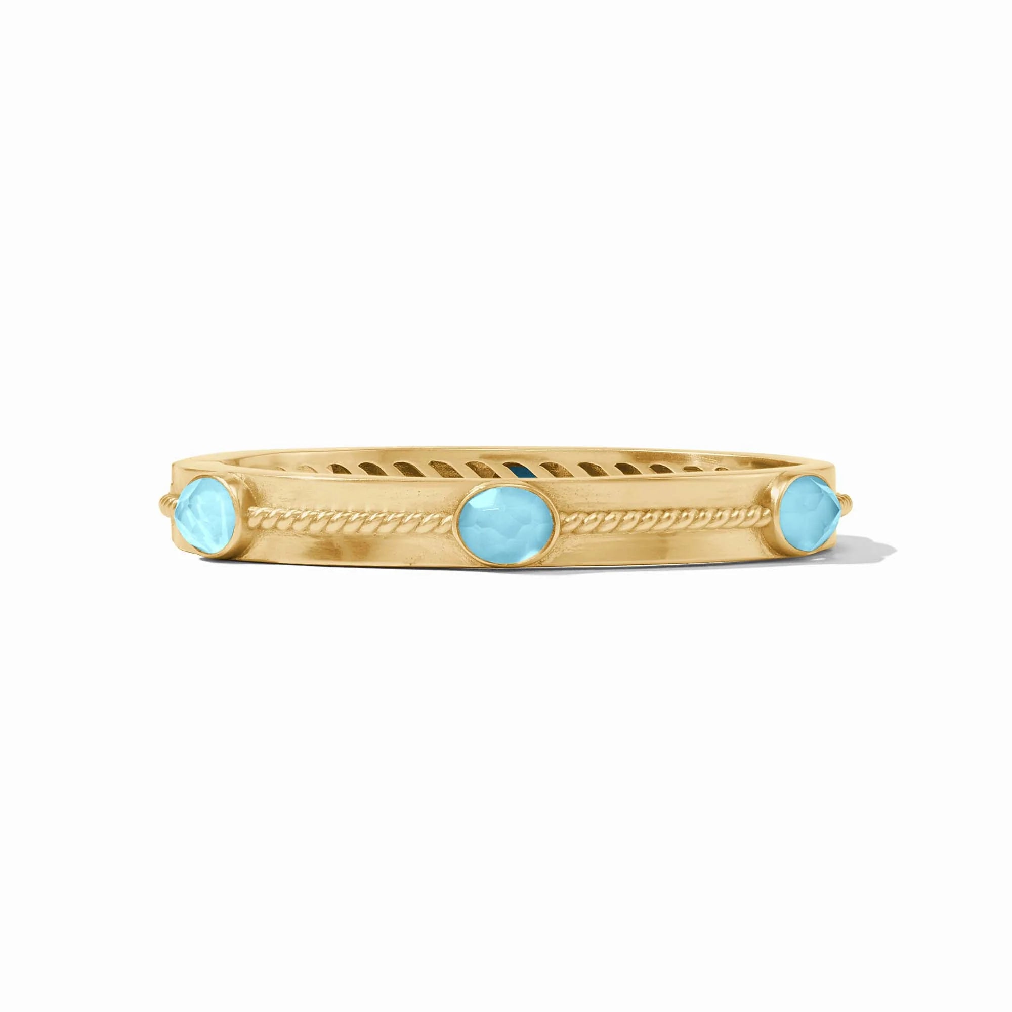 Bangle bracelets with polished marble inlays for a chic and trendy appearance-Nassau Stone Hinge Bangle in Capri Blue