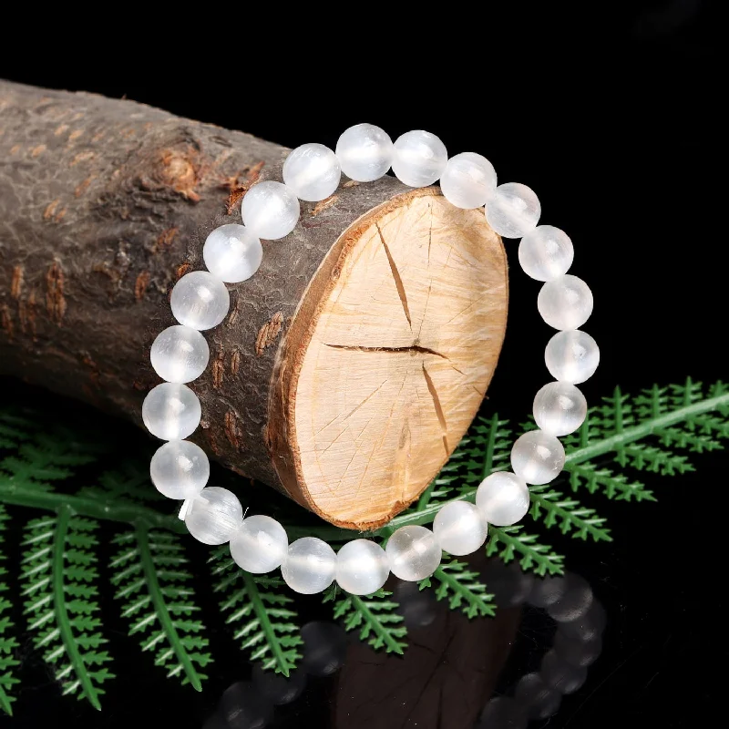 Vintage bangle bracelets with oxidized silver finishes for a rustic, antique feel-Pure Selenite Cleansing Bracelet