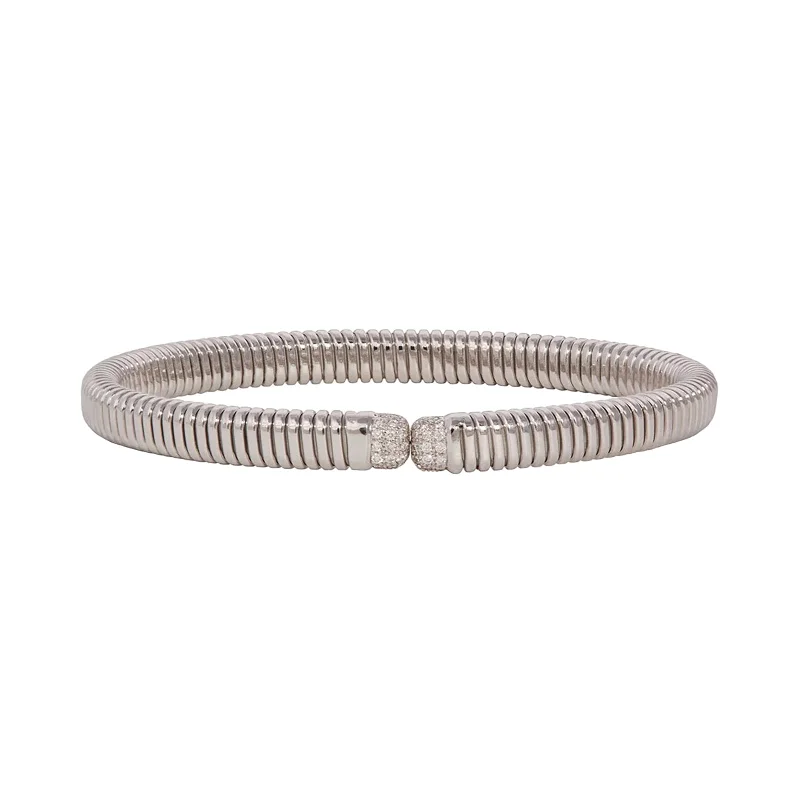 Best bangle bracelets with gold-plated finishes for an affordable luxury option-Diamond Tubogas Bettina Bangle - White Gold