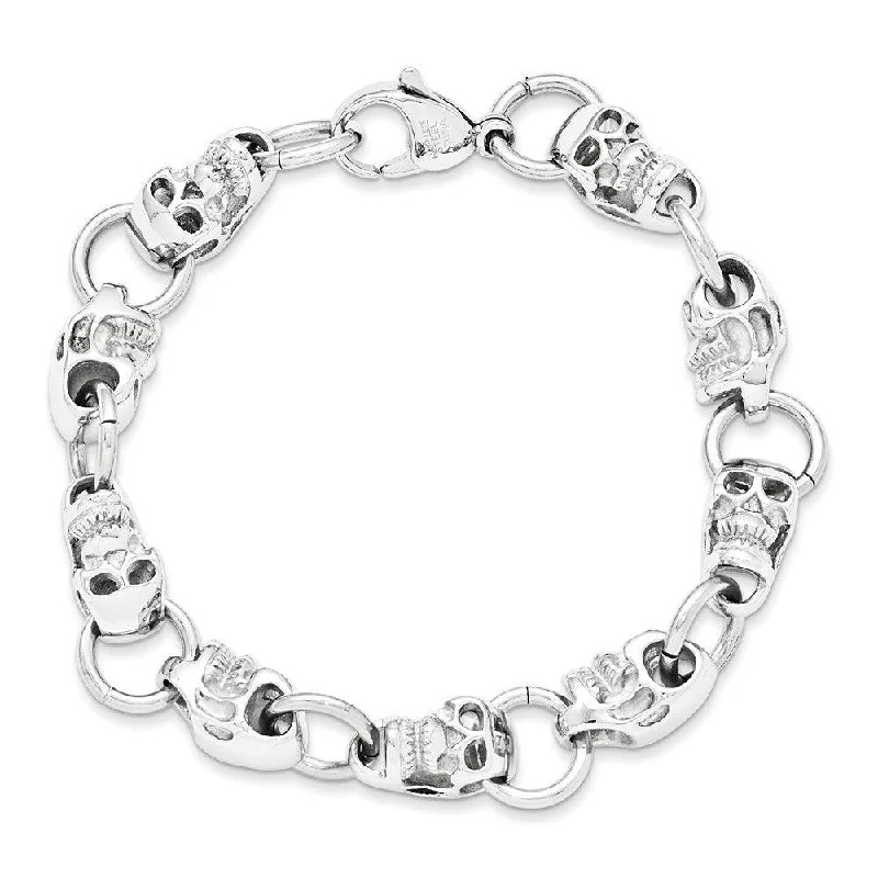 Best bangle bracelets with cubic zirconia for a dazzling and affordable alternative to diamonds-Stainless Steel Polished Skull Bracelet