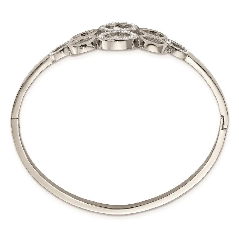 Best bangle bracelets with gold-filled material for an affordable luxury option-Stainless Steel Polished with Preciosa Crystal Hinged Bangle