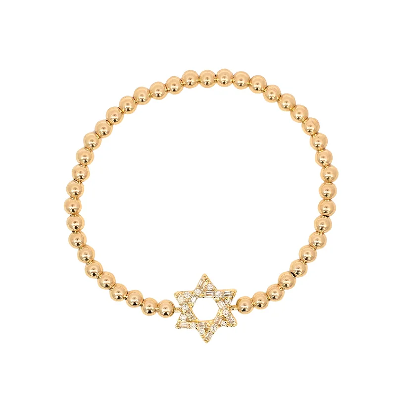 Thin bangle bracelets with mixed metals for a contemporary and versatile look-Star of David Baguette Bracelet