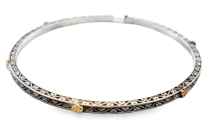 Best bangle bracelets with animal motif designs for a quirky, fun accessory-Sterling Silver 14K Engraved Bangle