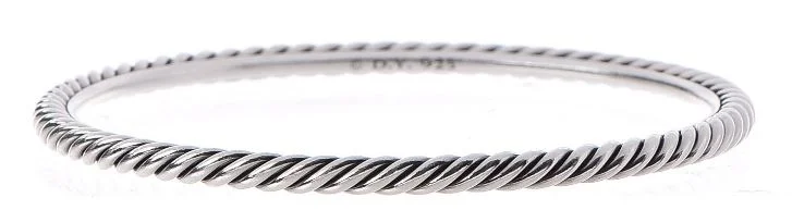 Best bangle bracelets with pearls and crystals for a glamorous and sophisticated look-Sterling Silver David Yurman Cable 4mm Bangle Bracelet