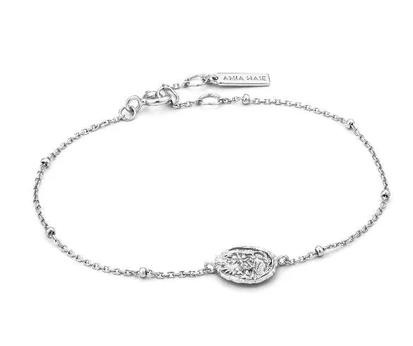 Best bangle bracelets with cubic zirconia inlays for affordable elegance and sparkle-Sterling Silver Emblem Beaded Bracelet