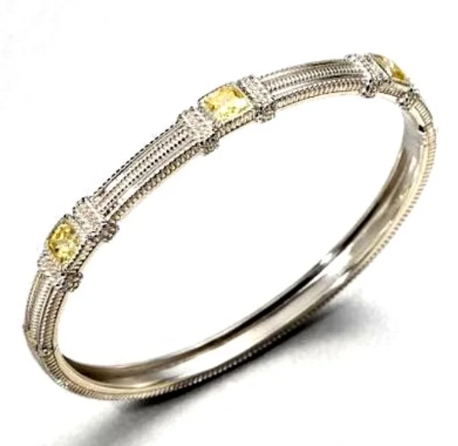 Stainless steel bangle bracelets with polished finishes for a sleek and durable design-Sterling Silver Judith Ripka La Petite Canary Crystal Bangle Bracelet