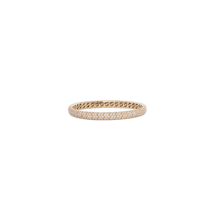 Customizable bangle bracelets with initials for a personalized, meaningful gift-Diamond Stretch Bracelet - Yellow Gold