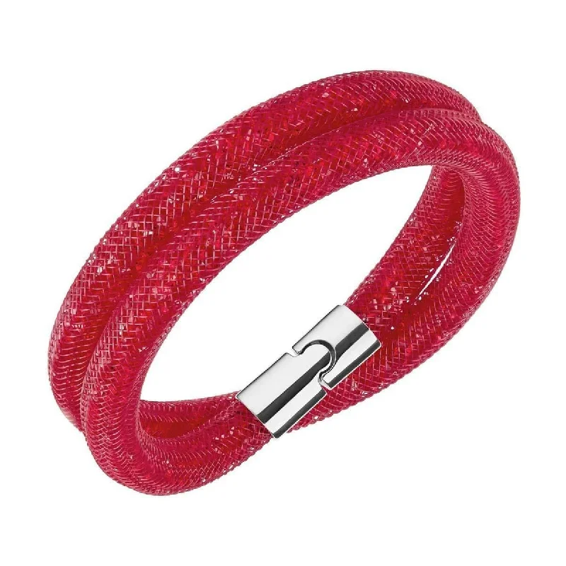 Oversized bangle bracelets with unique textures for a statement-making accessory-Swarovski Women's Bracelet - Stardust 15-3/4" Inch Red Crystal Double Wrap | 5184845