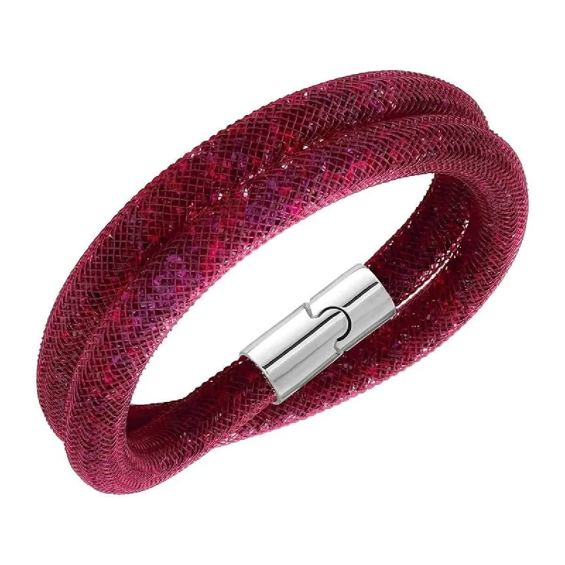 Stackable bangle bracelets with customizable charms for a personalized collection-Swarovski Women's Bracelet - Stardust 15" Inch Ruby Red Crystal Double Wrap | 5139748