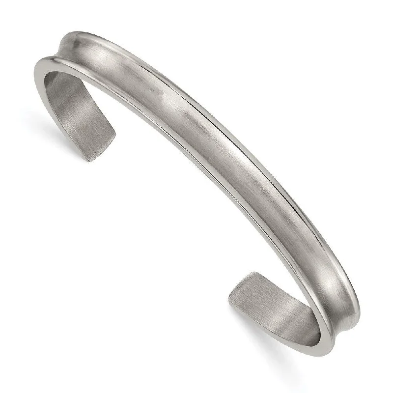 Best bangle bracelets with hand-crafted details for a unique and artisanal touch-Titanium Brushed with Polished Edge 6.5mm Cuff Bangle