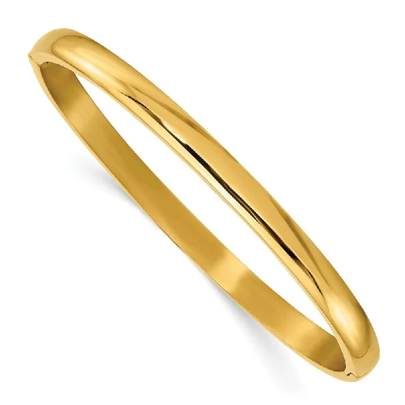 Best bangle bracelets with smooth sterling silver for a polished, refined finish-Titanium Polished Yellow IP-plated 5mm Hinged Bangle