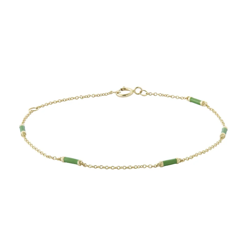 Wide bangle bracelets with boho-inspired patterns for a free-spirited design-Kelly Green Bar Chain Bracelet