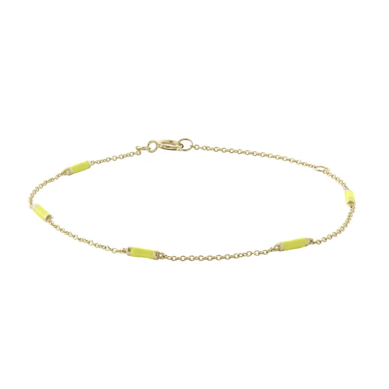 Best bangle bracelets with rustic copper for a unique, earthy style-Neon Yellow Bar Chain Bracelet