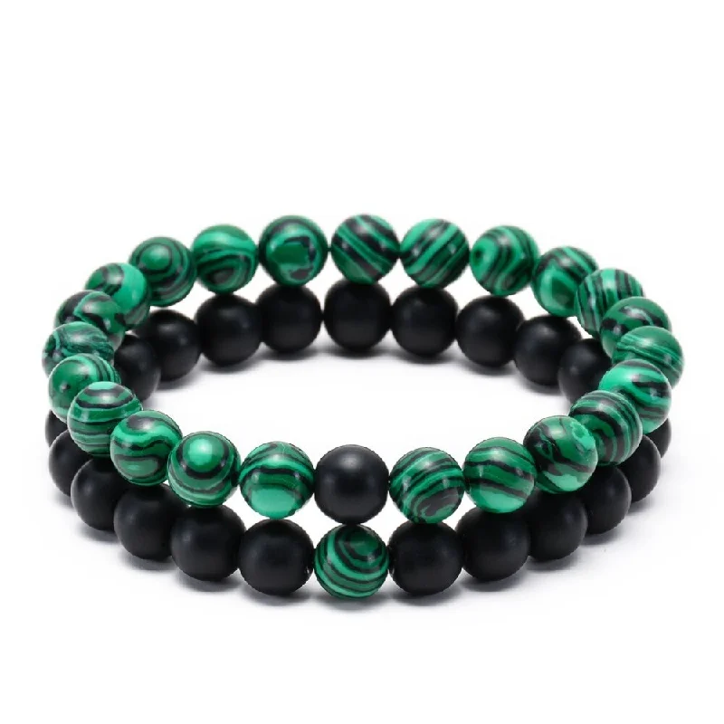 Best bangle bracelets with crystal inlays for a sparkling, glamorous appearance-Universe Of Opportunity Malachite Bracelet Set