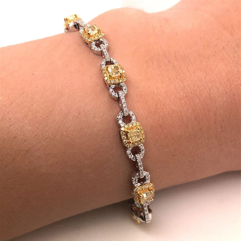 Luxury bangle bracelets with diamond accents for a sparkling, high-end accessory-Yellow Diamond Open Link Tennis Bracelet