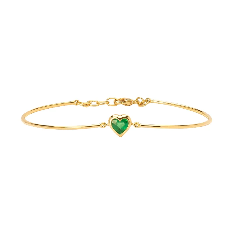 Best bangle bracelets with cubic zirconia inlays for affordable elegance and sparkle-Heart Bangle - Emerald