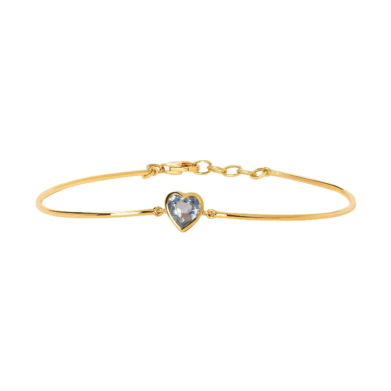 Best bangle bracelets with minimalist silver designs for a timeless, versatile look-Heart Bangle - Sapphire